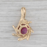 Lab Created Star Ruby Pendant 14k Yellow Gold Diamond Accents