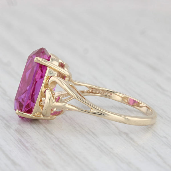 8ct Pink Lab Created Sapphire Ring 14k Yellow Gold Size 7 Oval Solitaire