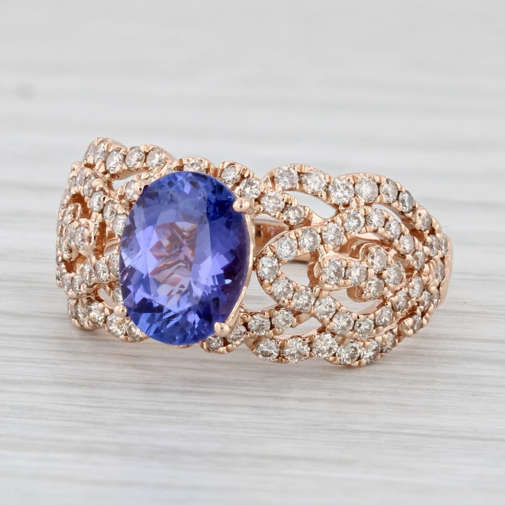 Light Gray Le Vian 2.60ctw Tanzanite Diamond Ring 14k Rose Gold Size 7 Cocktail Engagement