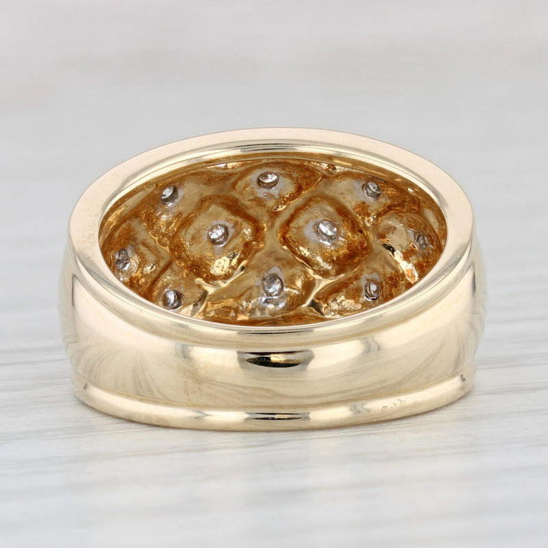 Light Gray 0.15ctw Diamond Basket Weave Ring 14k Yellow Gold Size 7.25