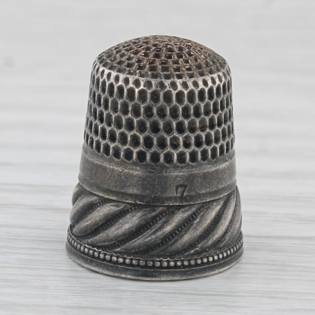 Light Gray Antique Thimble Sterling Silver Sewing Collectible Keepsake