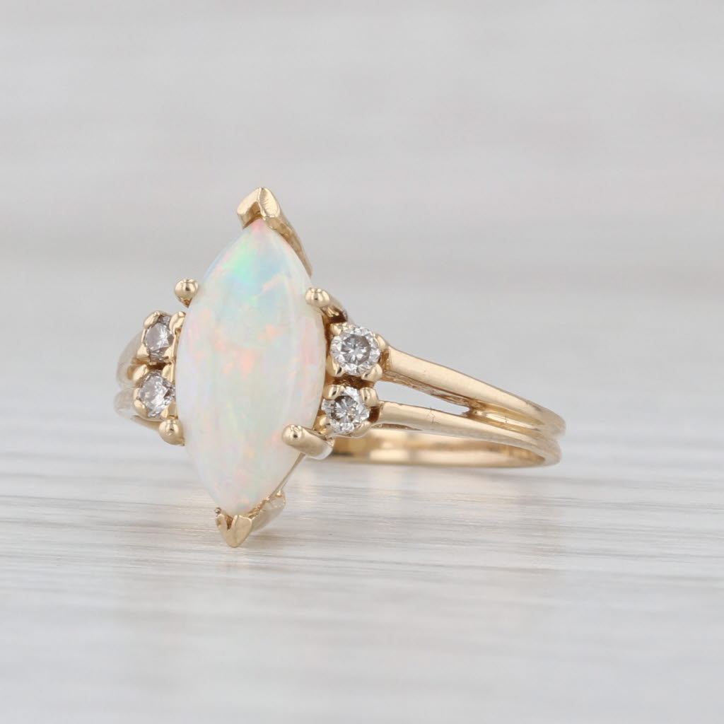 Opal Cabochon 0.10ctw Diamond Ring 14k Yellow Gold Size 7