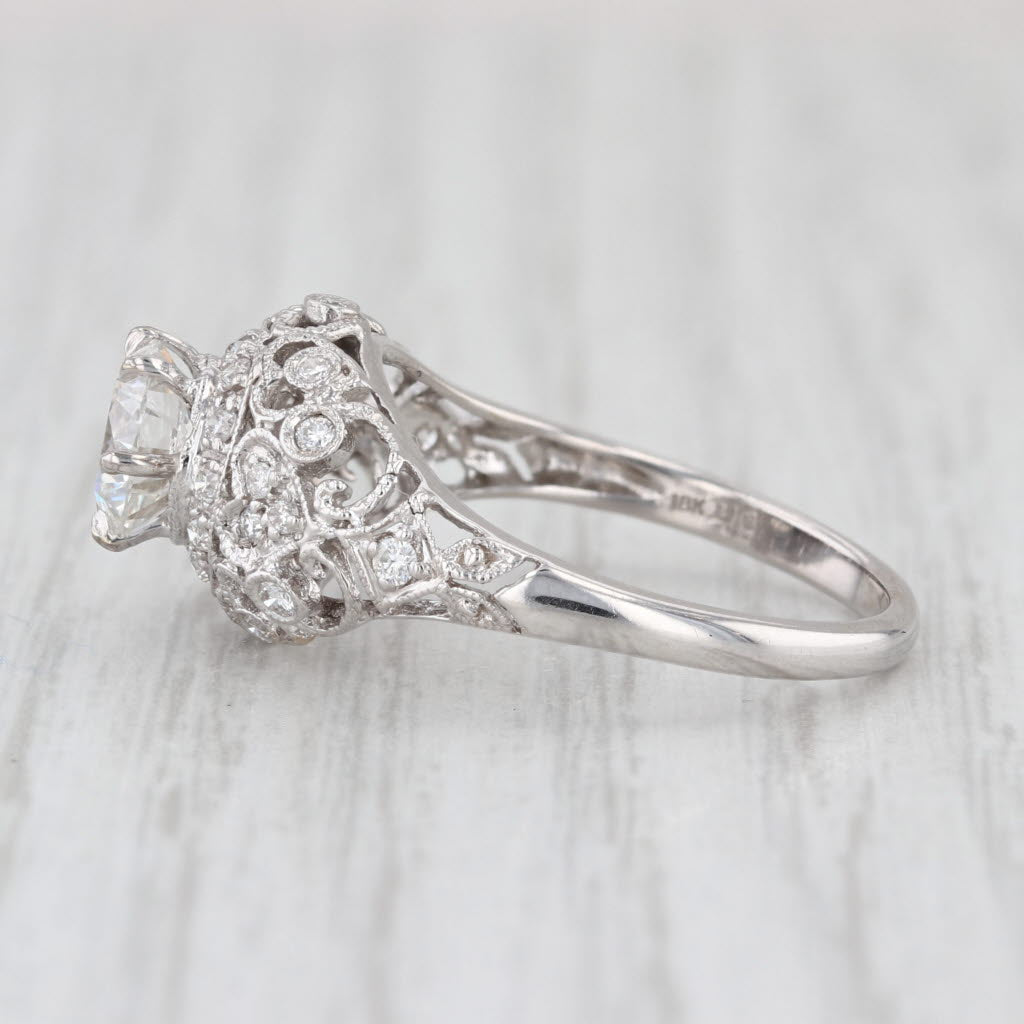 1.34ctw Lab Grown Diamond Halo Hearts Engagement Ring 14k White Gold Sz 7.5 IGI