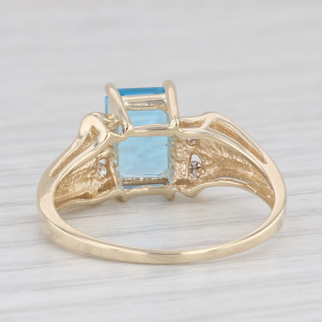 Light Gray 1.88ctw Blue Topaz Diamond Ring 10k Yellow Gold Size 8