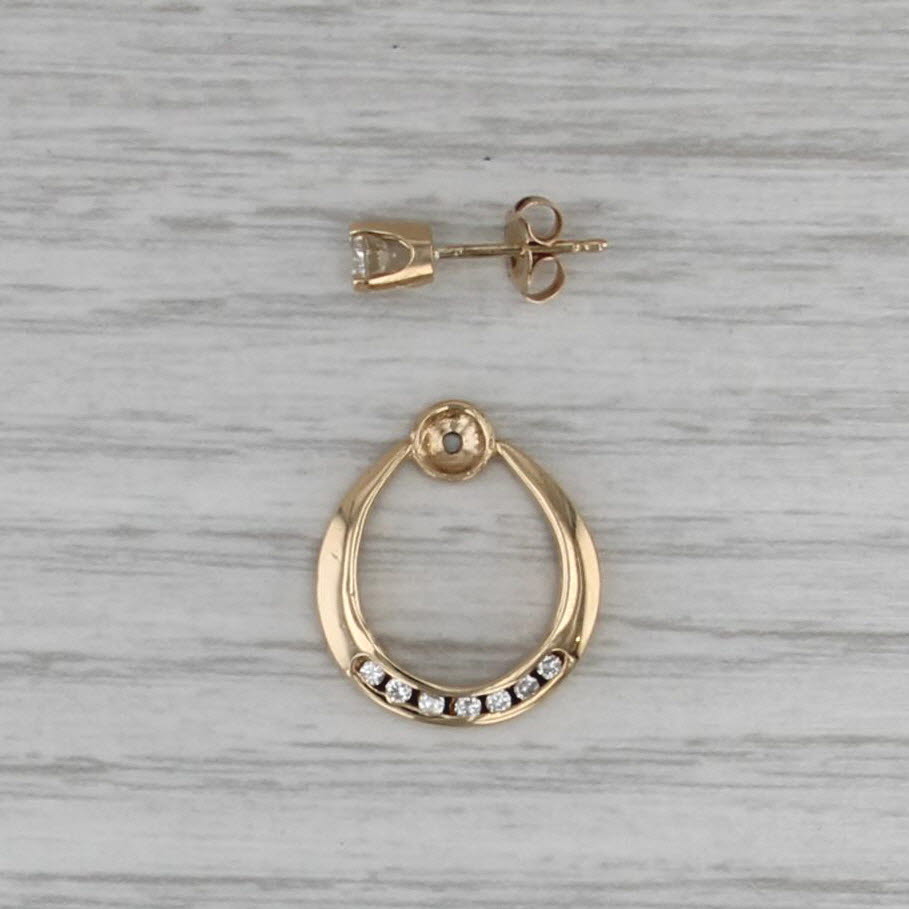 0.60ctw Diamond Stud Earrings w/ Jackets 14k Yellow Gold Convertible