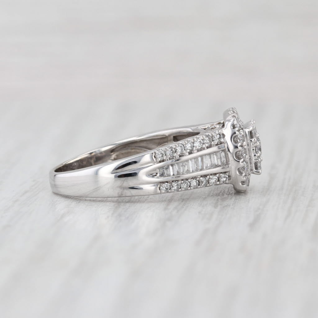1.13ctw Diamond Cluster Halo Engagement Ring 10k White Gold Size 8.5