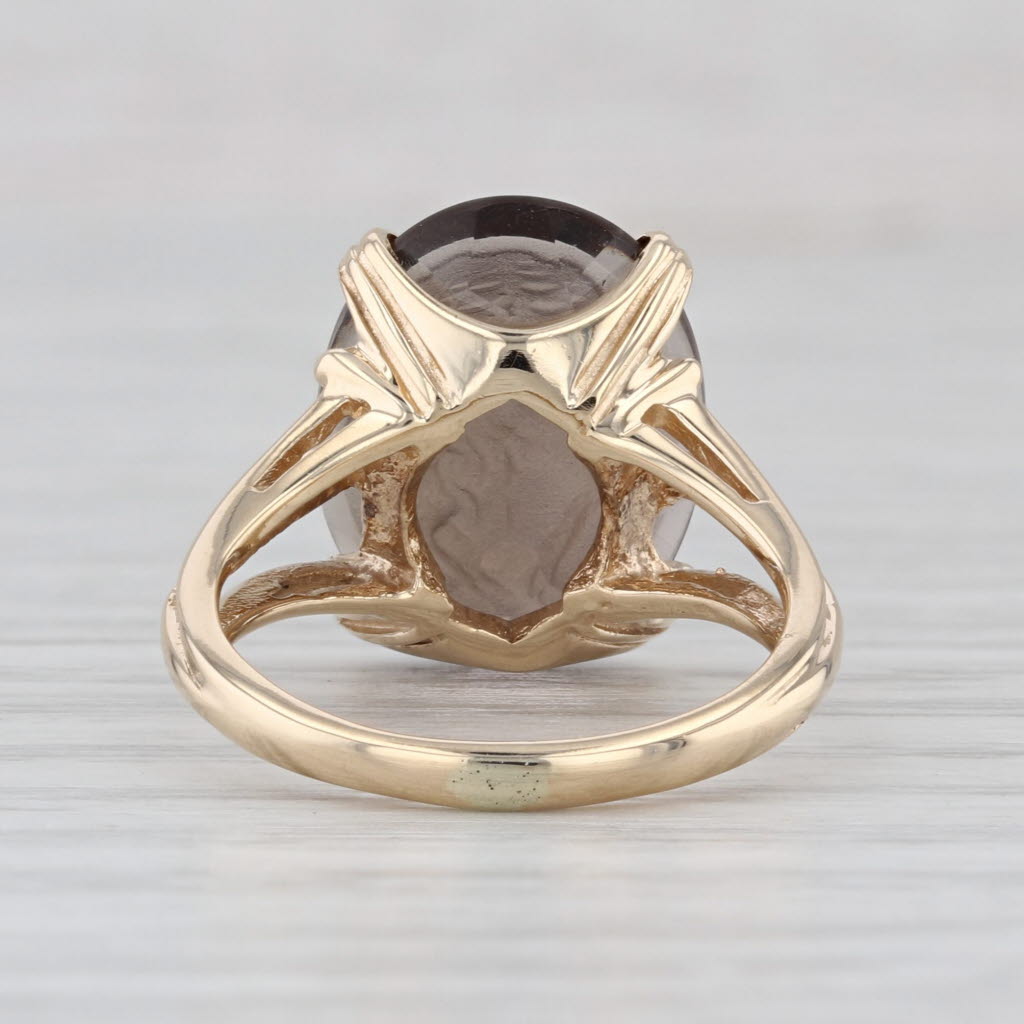 5.20ct Smoky Quartz Oval Solitaire Ring 10k Yellow Gold Size 5.25