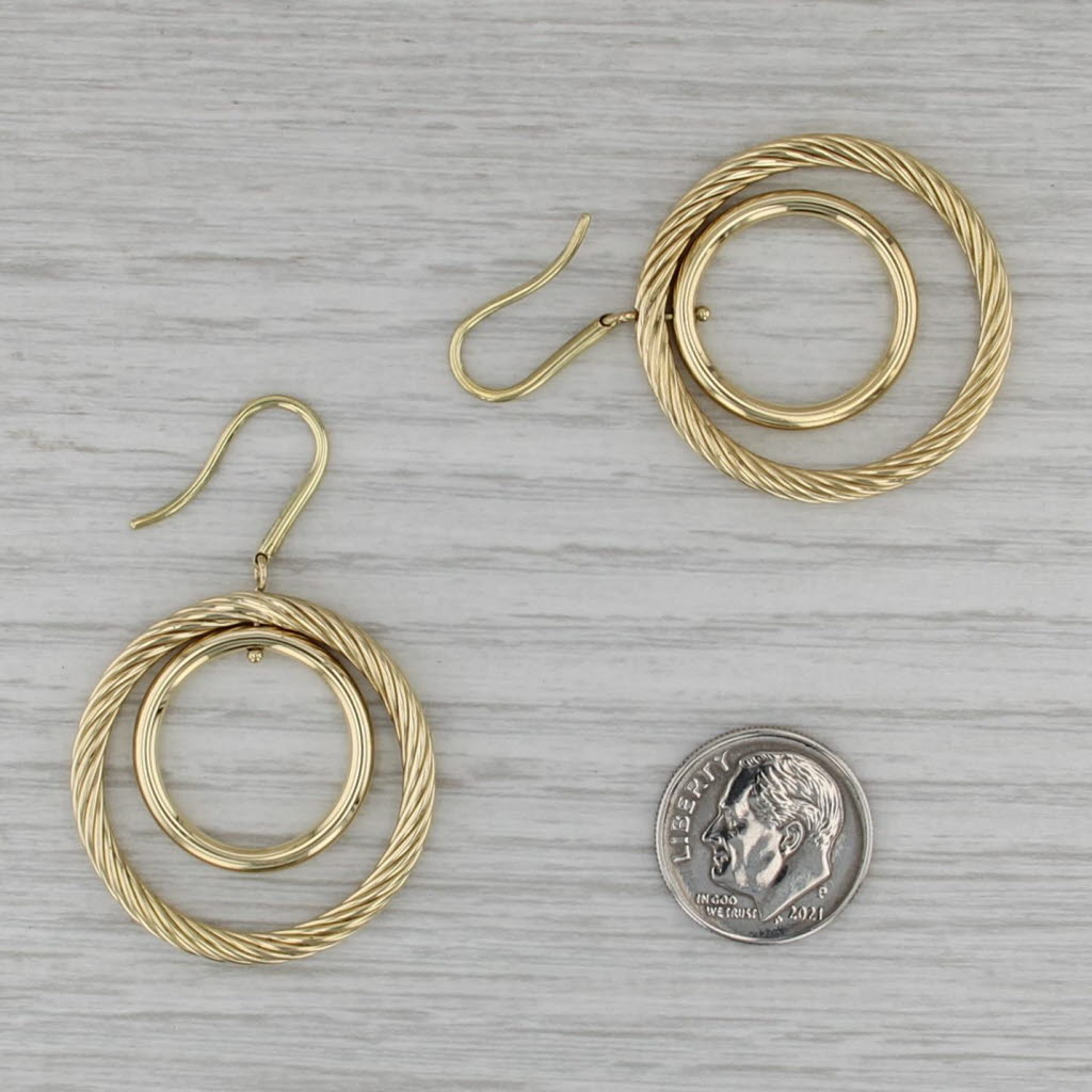 David Yurman Mobile Double Hoop Dangle Earrings 18k Yellow Gold Hook Posts