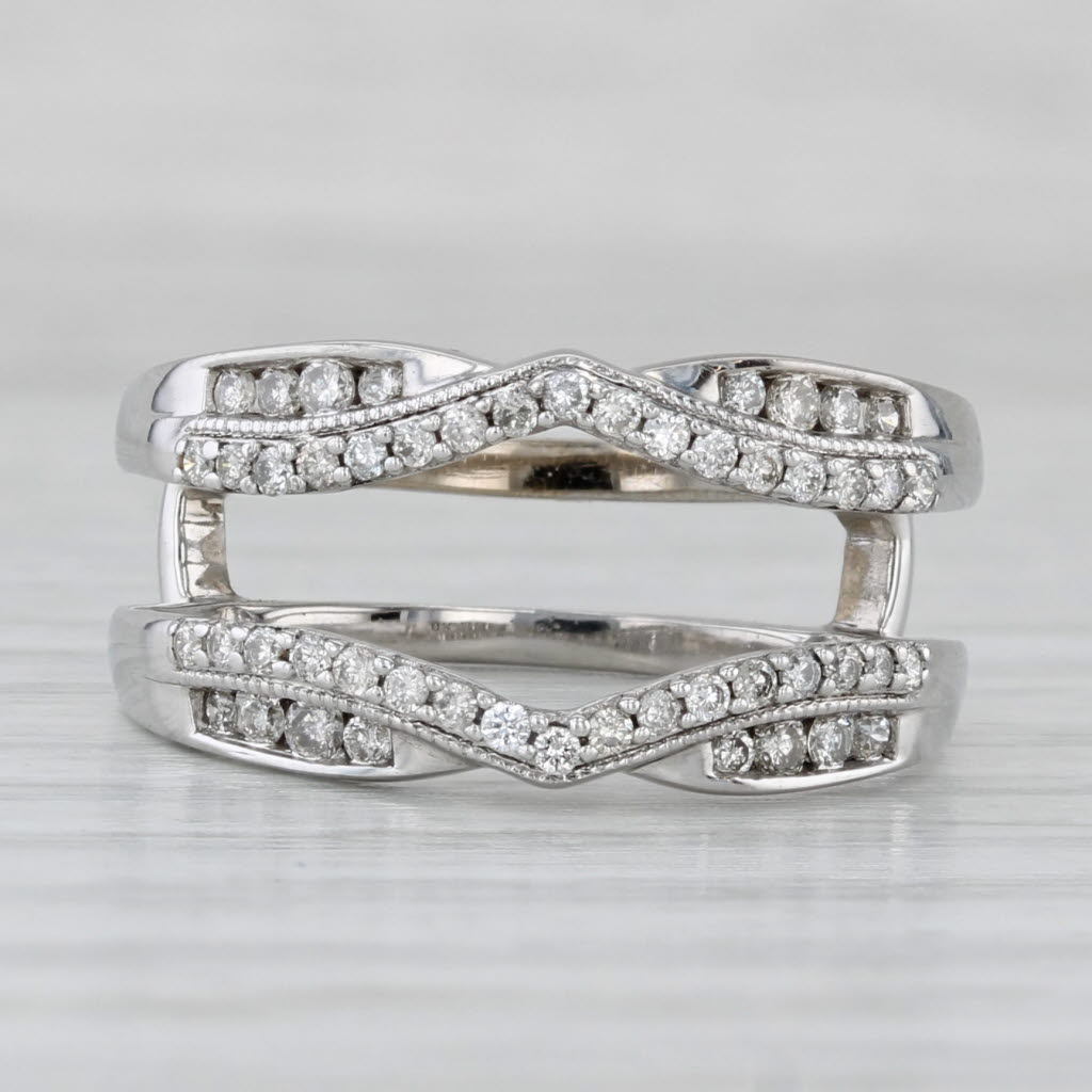 Gray 0.20ctw Diamond Ring Jacket Guard Bridal Ring Wedding Band 14k White Gold Sz 6