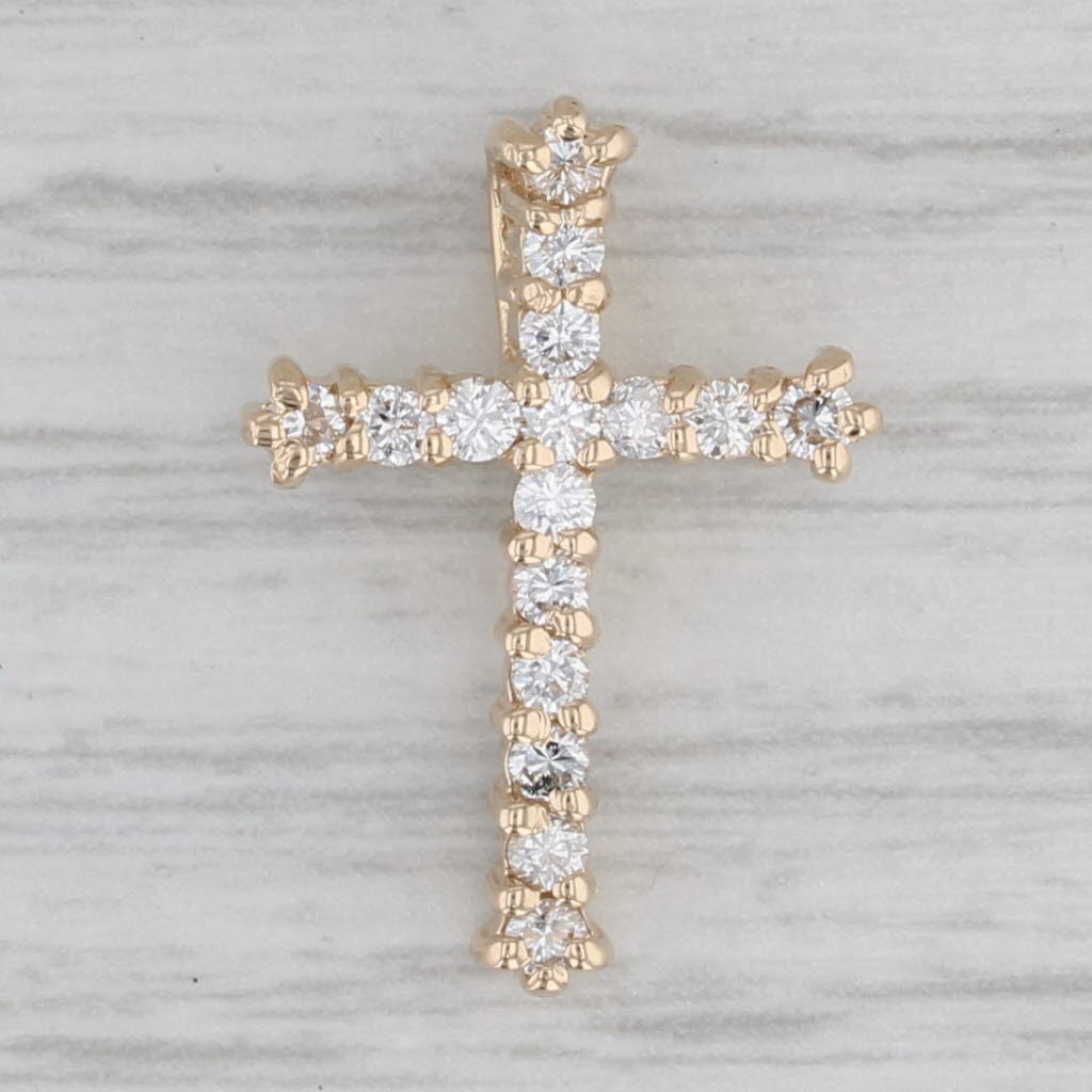 Gray 0.36ctw Diamond Cross Pendant 14k Yellow Gold