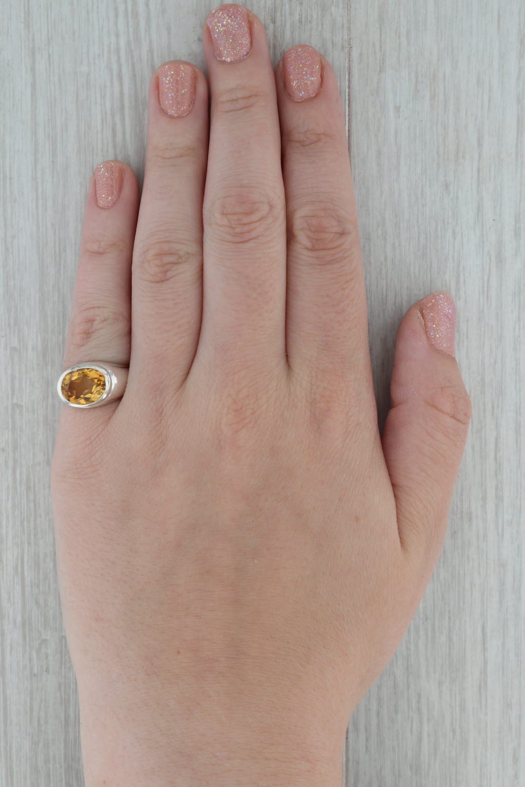 Rosy Brown 3.20ct Oval Orange Citrine Ring Sterling Silver Size 6.25-6.5