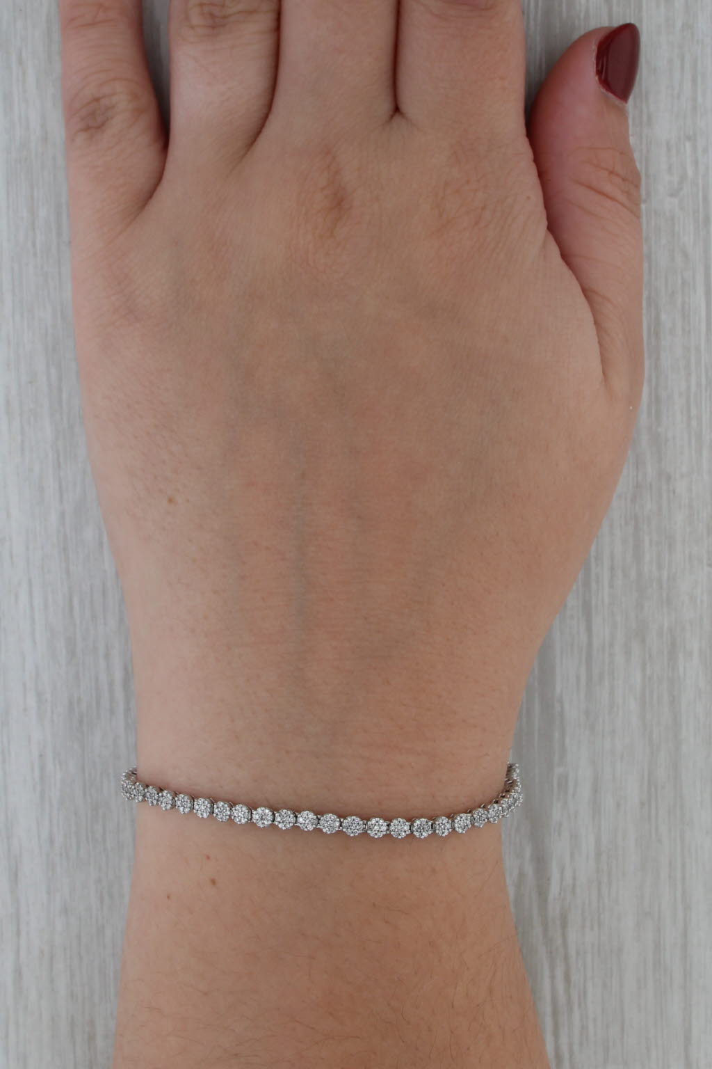 0.80ctw Diamond Tennis Bracelet 14k White Gold Bar Links 6.75" 3.1mm