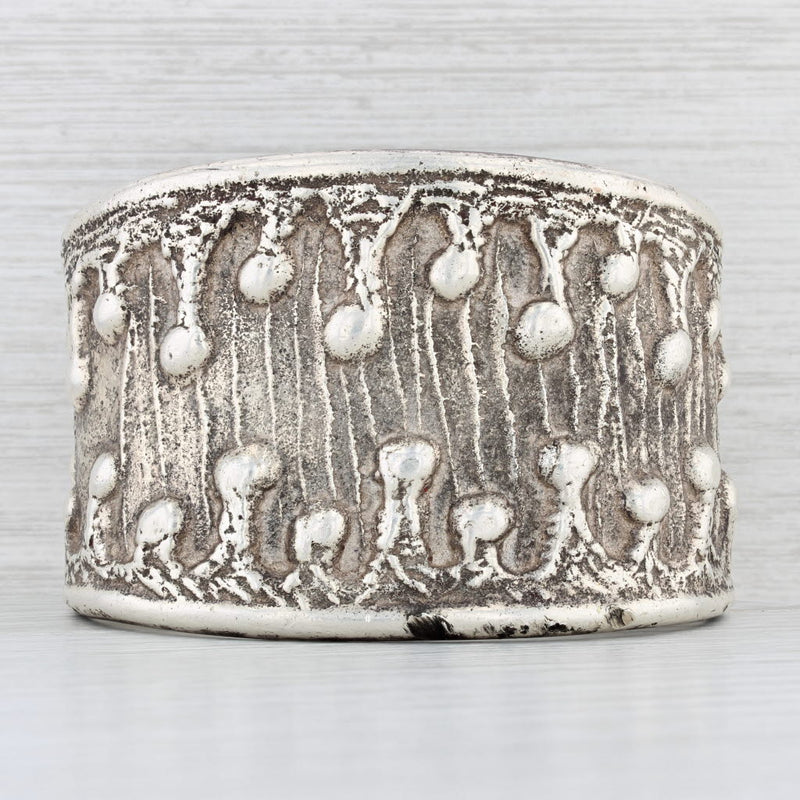 Light Gray Southwestern Taos Cuff Bracelet Sterling Silver Textured Vintage Statement 7.25"
