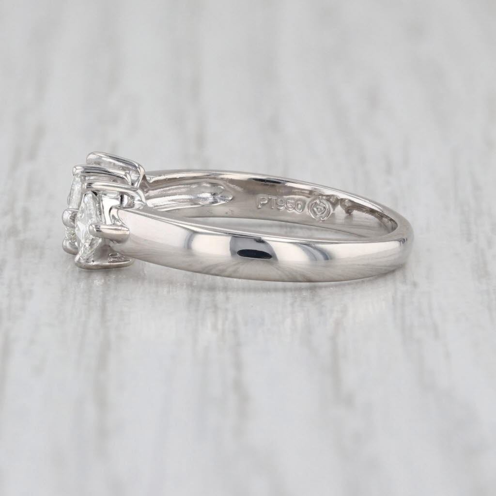 0.59ctw 3-Stone Diamond Ring 950 Platinum Size 6.5 Stackable