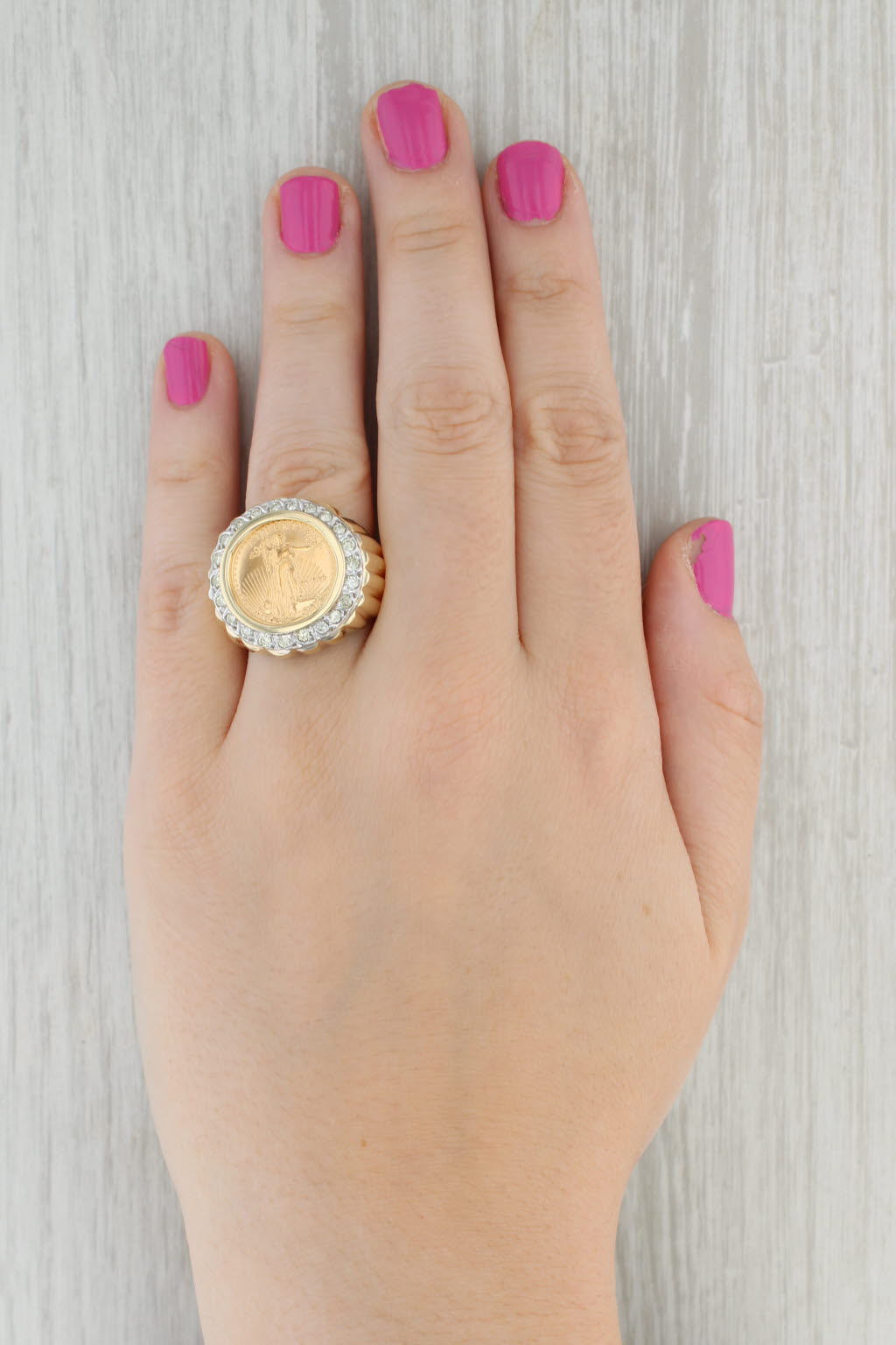 American fashion eagle gold coin ring