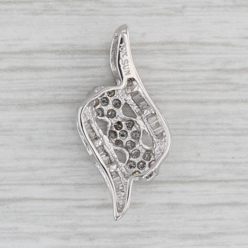 Gray 0.14ctw Diamond Cluster Pendant 10k White Gold Floating Drop