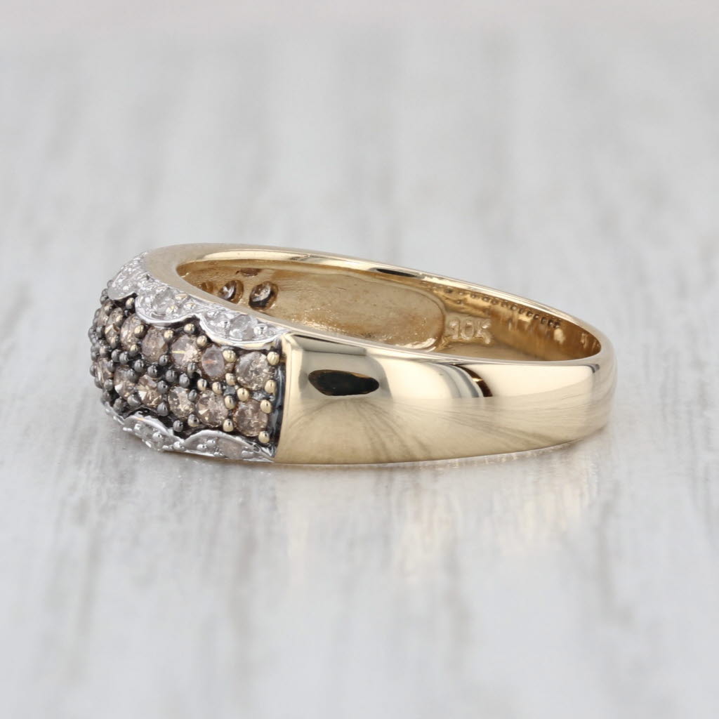 0.50ctw Champagne White Diamond Bypass Ring 14k Yellow Gold Size 7