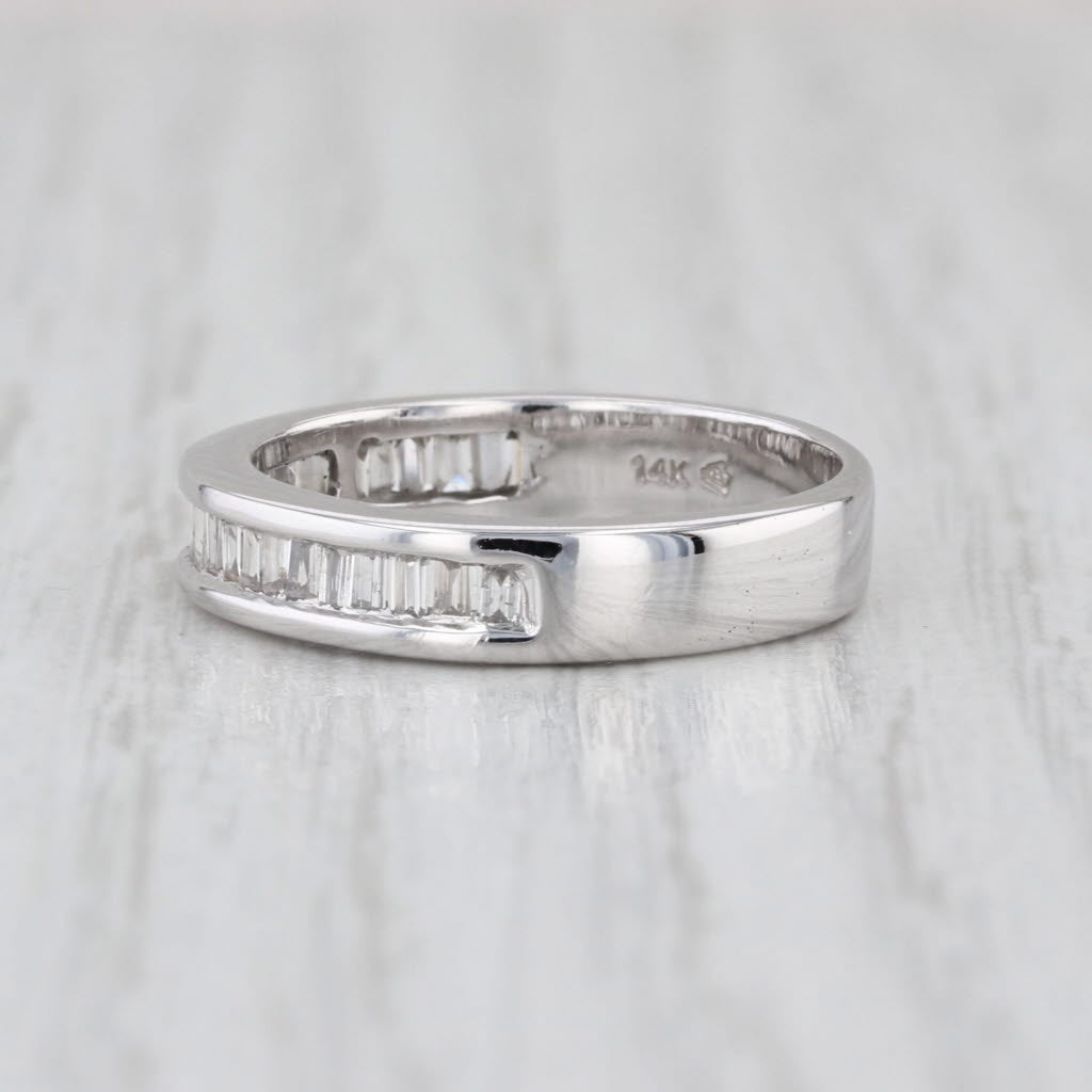 0.50ctw Channel Set Baguette Diamond Wedding Band 14k White Gold Size 6