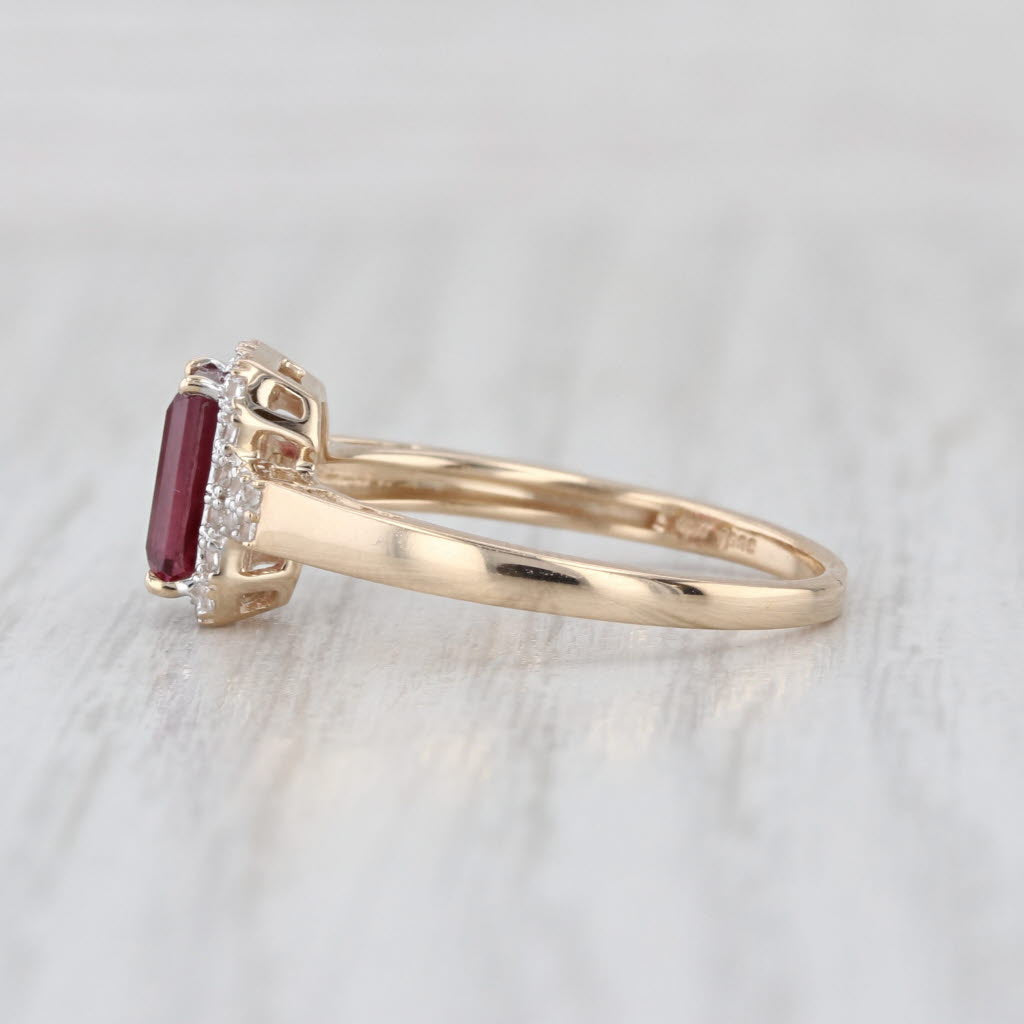 1.26ctw Garnet Diamond Halo Ring 10k Yellow Gold Size 7.25