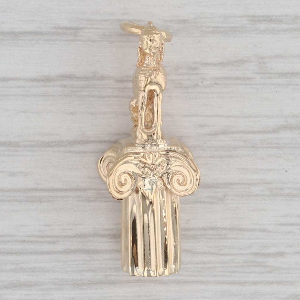 Gray Sphinx of Naxos Pendant 18k Yellow Gold Charm Ancient Greece Greek Souvenir