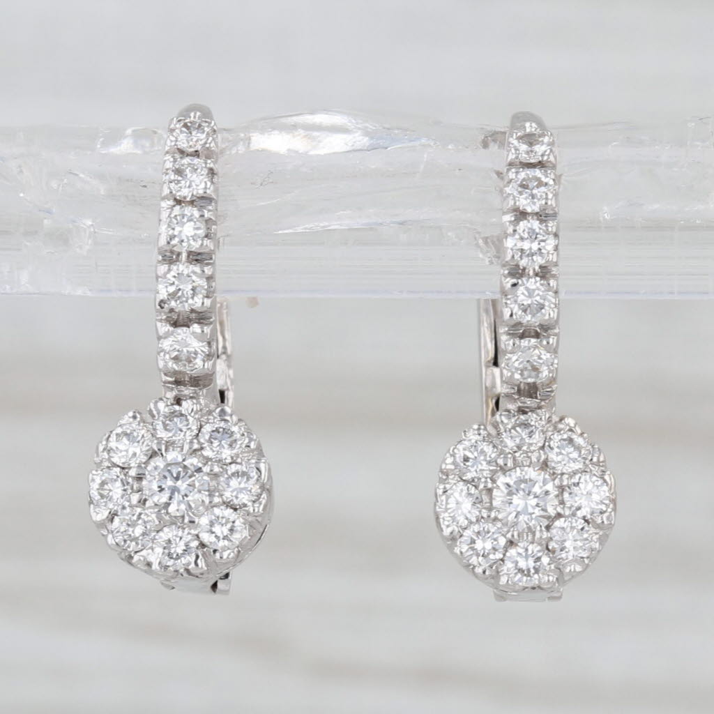 0.47ctw Diamond Cluster Drop Earrings 18k White Gold Lever Backs