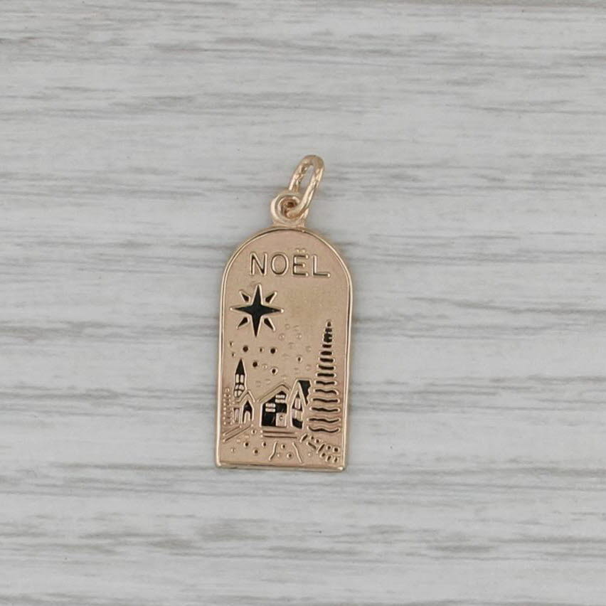 Noel Bethlehem Scene Pendant 10k Yellow Gold Christmas Holiday Charm