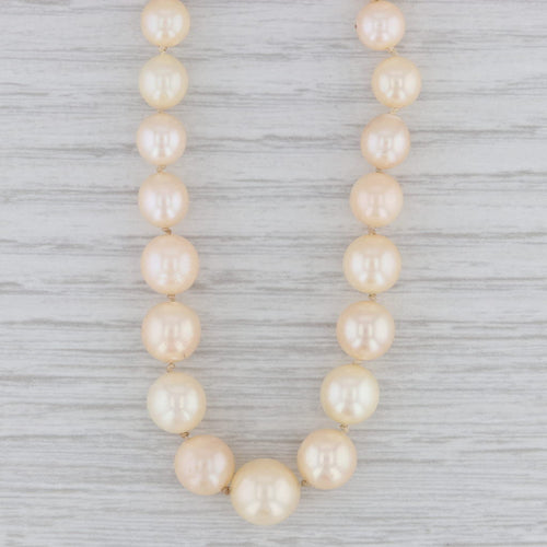 Gray Vintage Cultured Pearl Tapering Bead Strand Necklace Platinum Diamond 15.75"