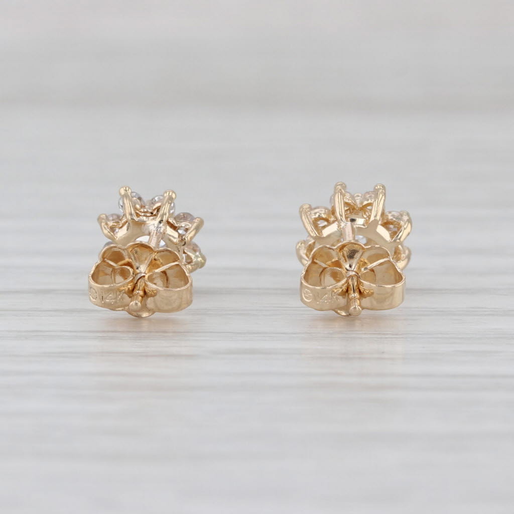 0.42ctw Diamond Flower Halo Stud Earrings 14k Yellow Gold Round Studs
