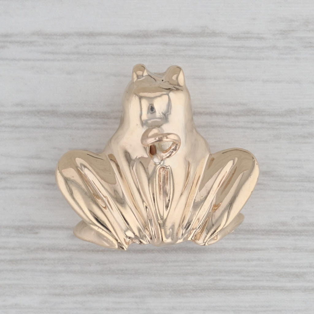 Gray Frog Bell Pendant 14k Yellow Gold Charm Rings