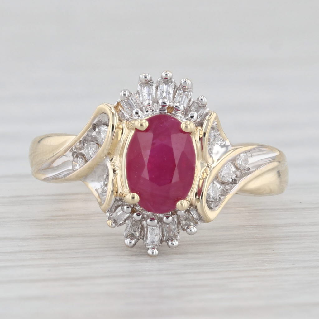 Light Gray 1.08ctw Oval Ruby Diamond Ring 10k Yellow Gold Size 5.5