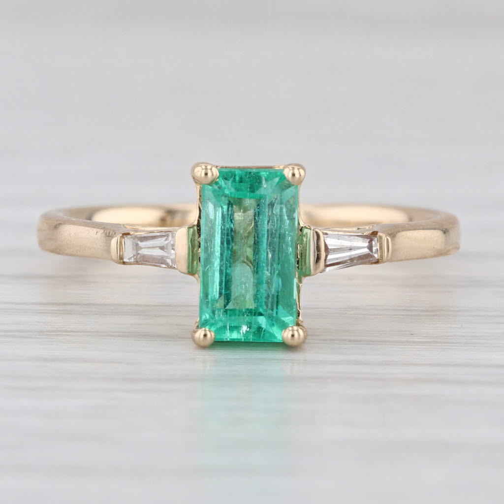 1ct Emerald Diamond Ring 14k Yellow Gold Size 7 Cathedral Band