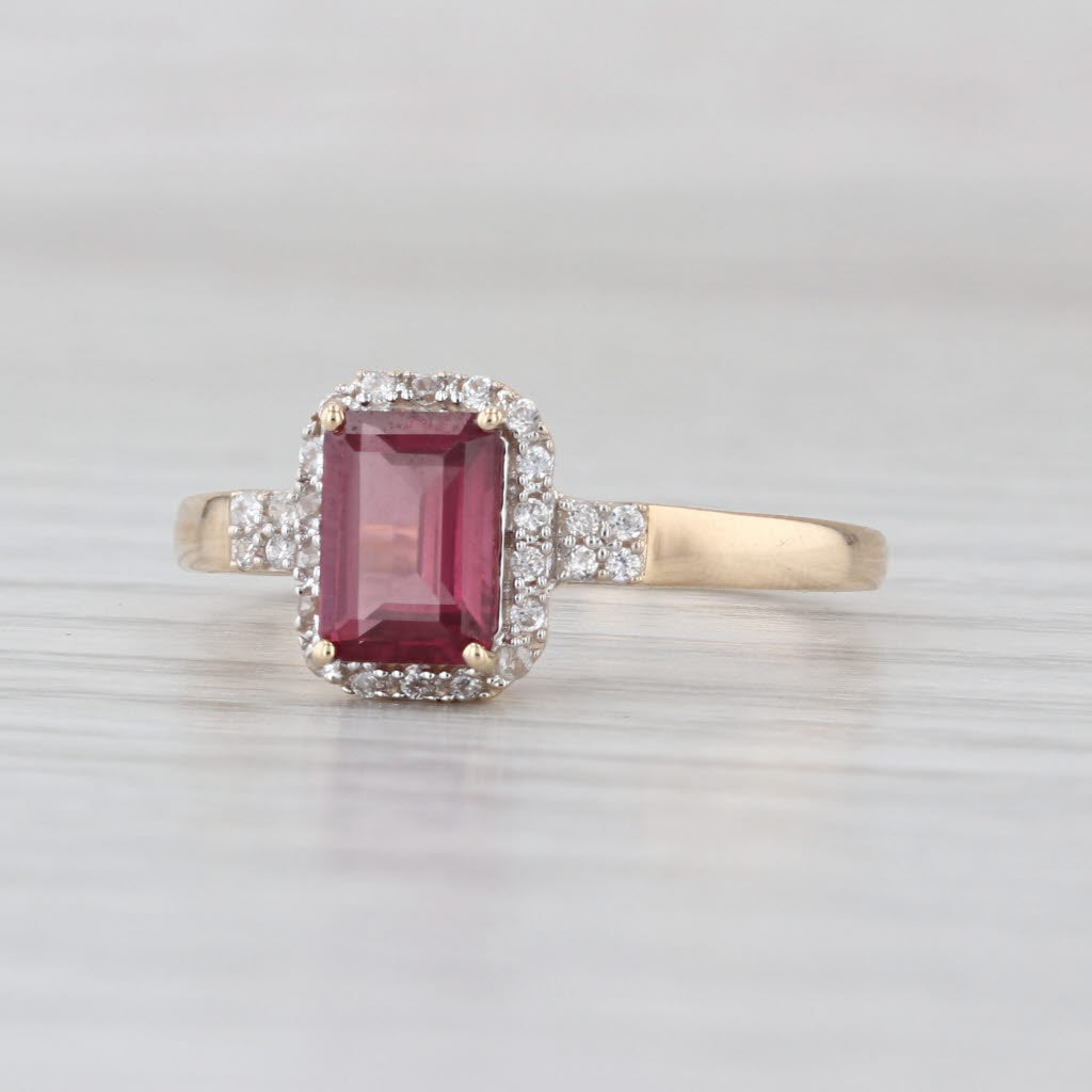 1.26ctw Garnet Diamond Halo Ring 10k Yellow Gold Size 7.25