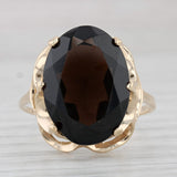 Light Gray 12ct Smoky Quartz Oval Solitaire Ring 10k Yellow Gold Size 10.5