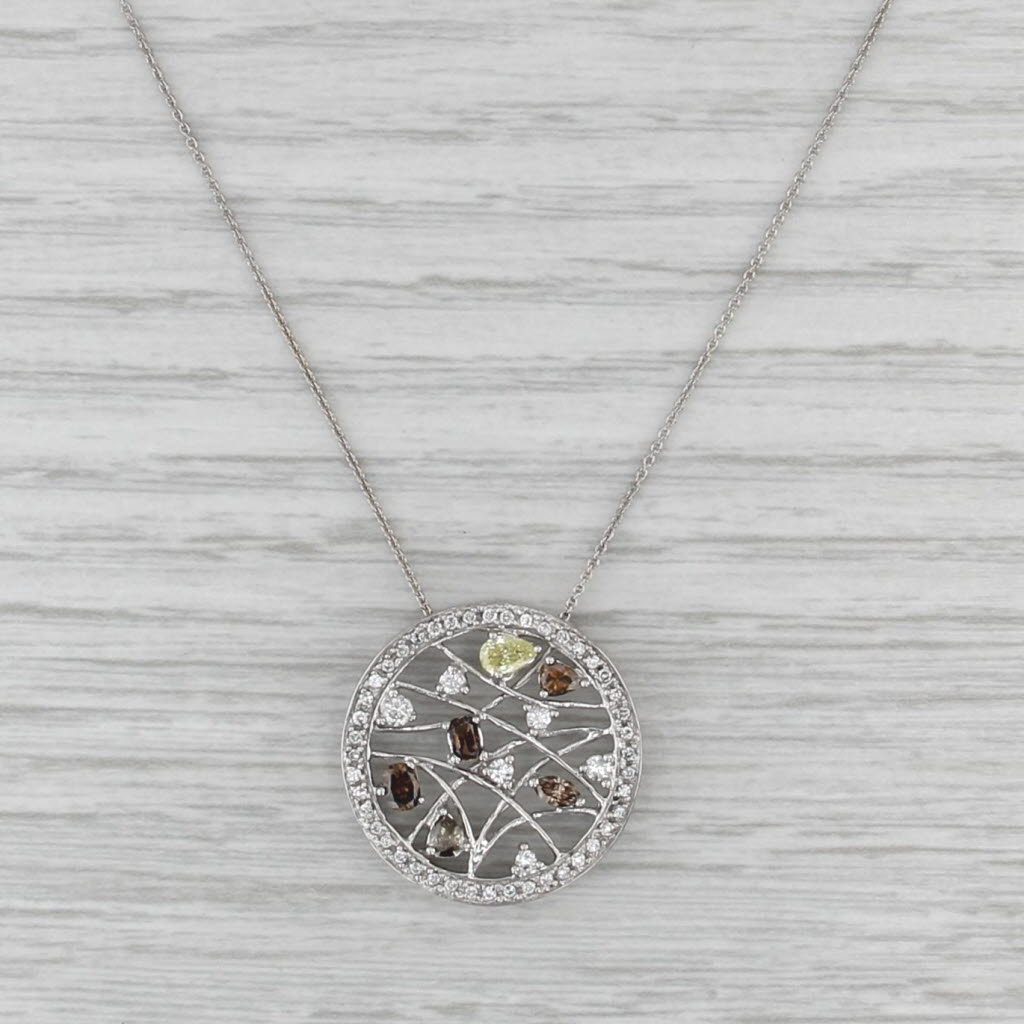 0.70ctw Diamond Openwork Pendant Necklace 14k White Gold 19.25" Cable Chain