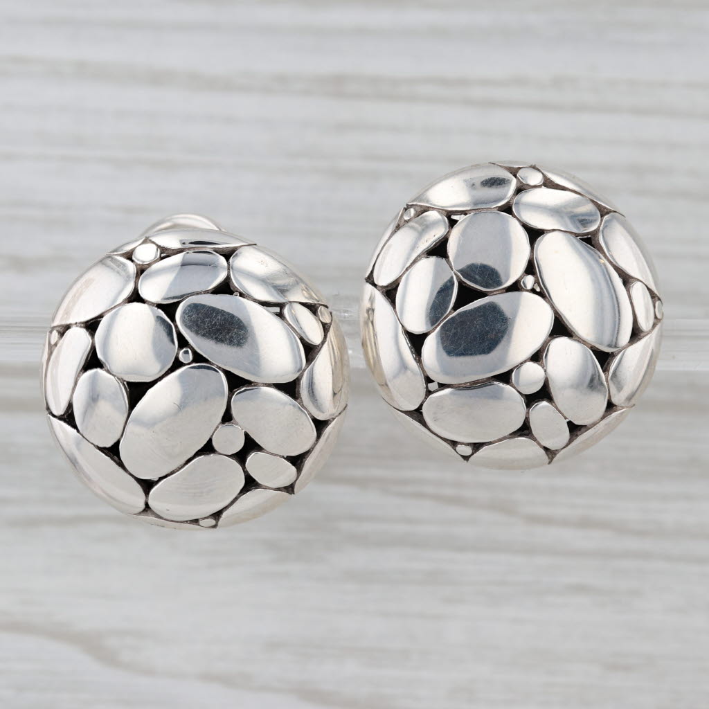 John Hardy Kali Earrings Sterling Silver Clip On Omega Back Statement
