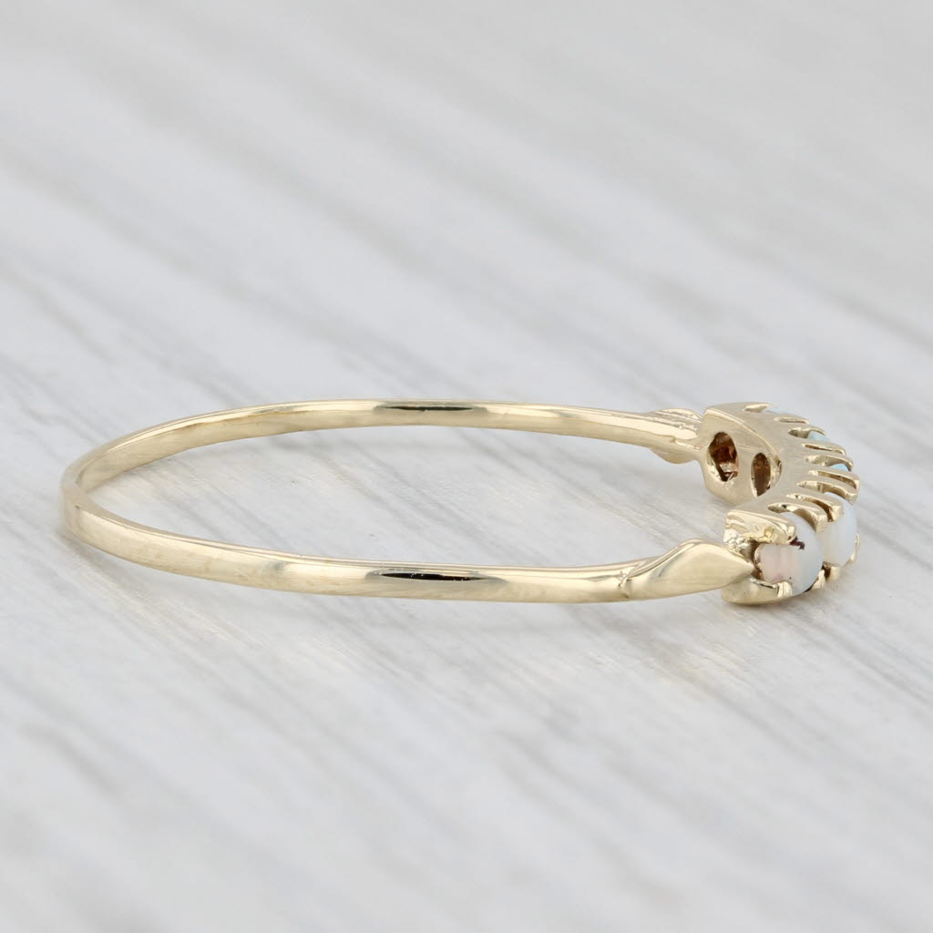 Light Gray Round Opal 5-Stone Ring 14k Yellow Gold Size 9.5 Stackable