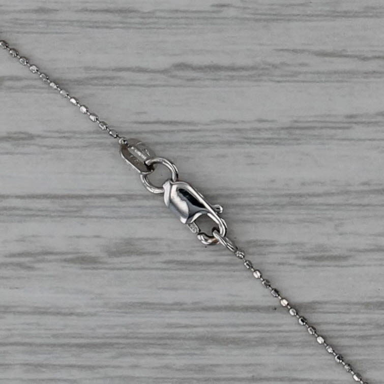 Bead Chain Necklace 14k White Gold 16" 0.8 mm