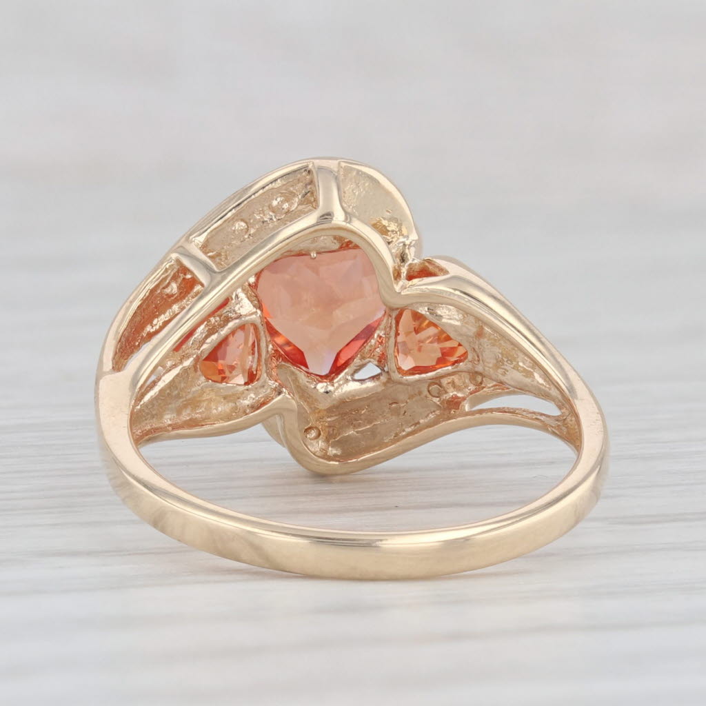 Light Gray 2.20ctw Lab Created Orange Sapphire Heart Ring 10k Yellow Gold Size 7