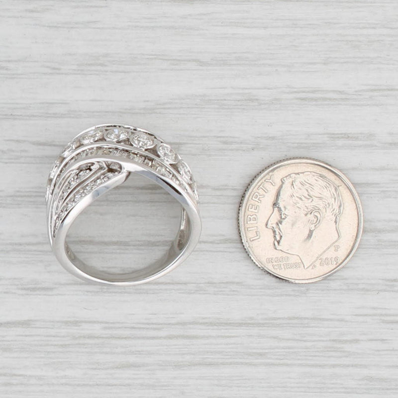 Light Gray New 2.10ctw Diamond Overlay Ring 14k White Gold Size 7 Cocktail
