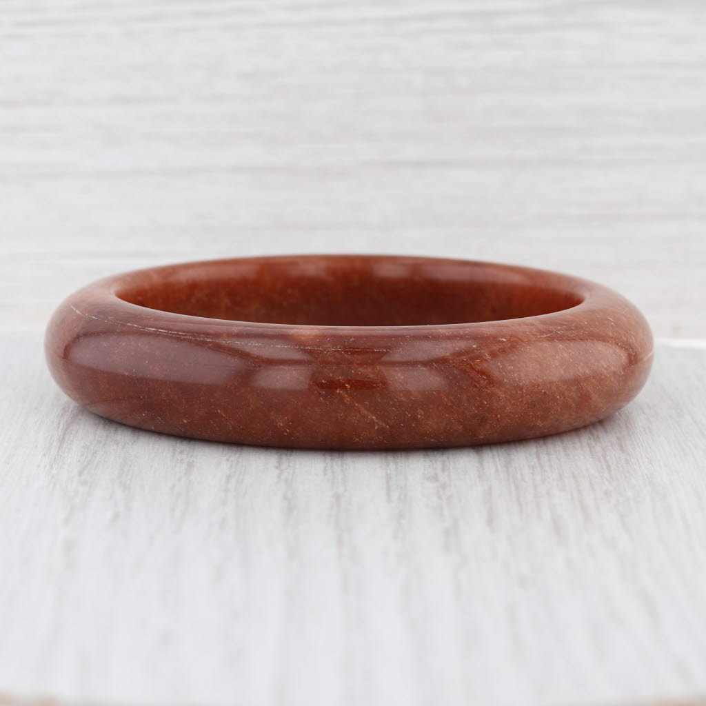 Brown Jadeite Jade Bangle Bracelet 7.25” 15mm Stackable Statement