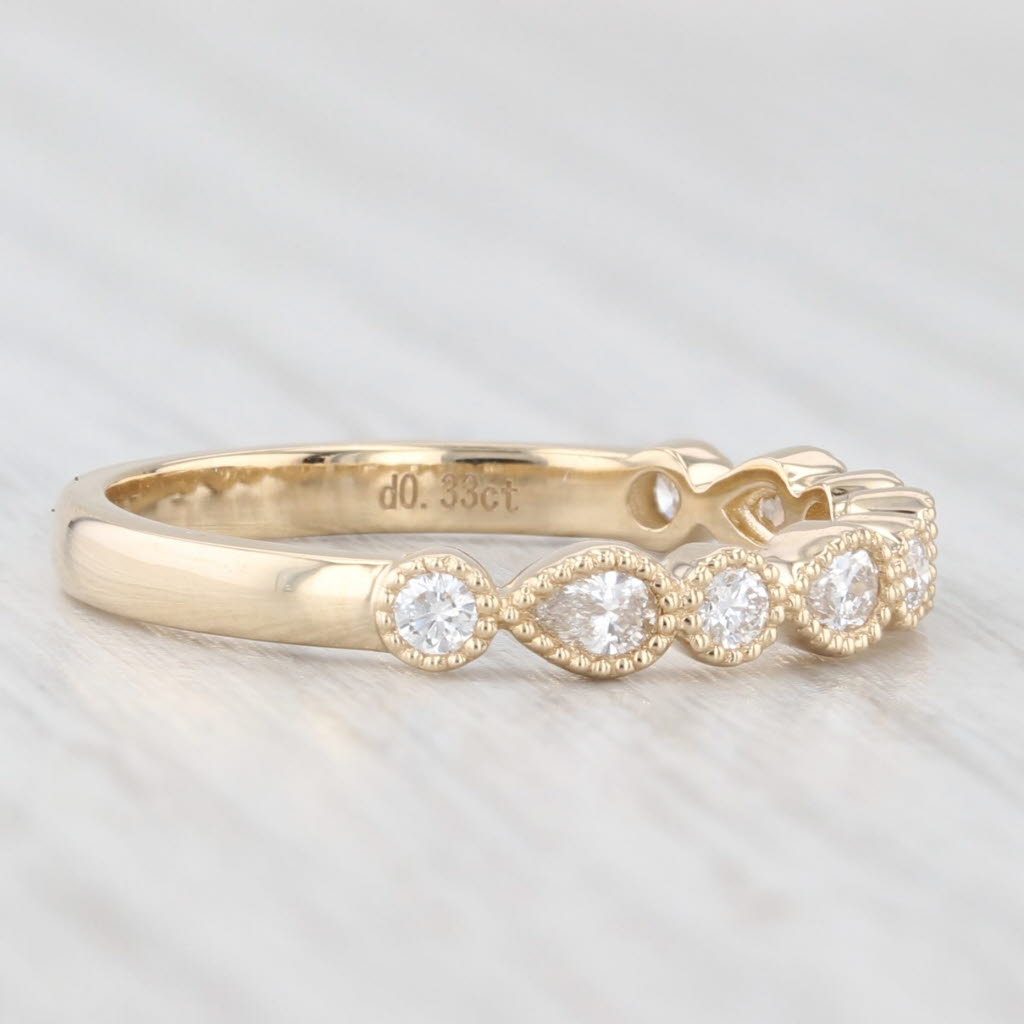 Light Gray New 0.33ctw Diamond Wedding Band 14k Yellow Gold Stackable Anniversary Ring 6.5