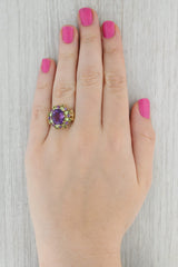 6.70ctw Amethyst Peridot Cocktail Ring 10k Yellow Gold Size 7.75