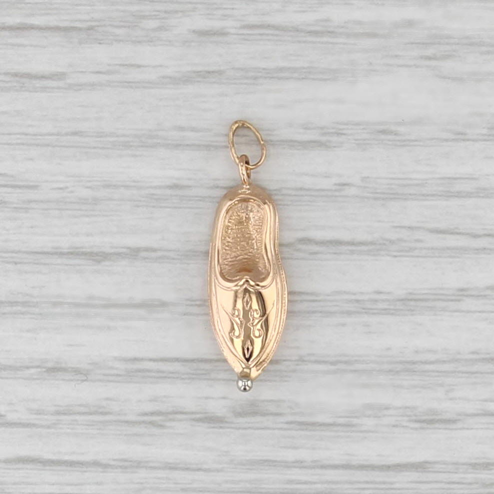 Vintage Monoco Shoe Slipper Pendant 18k Yellow Gold Charm