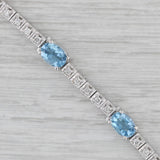 5.75ctw Aquamarine Diamond Tennis Bracelet 14k White Gold 6.75"