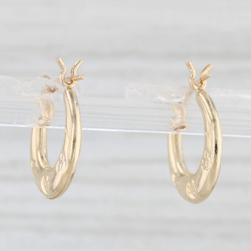 Heart Accented Hoop Earrings 10k Yellow Gold Snap Top Round Hoops