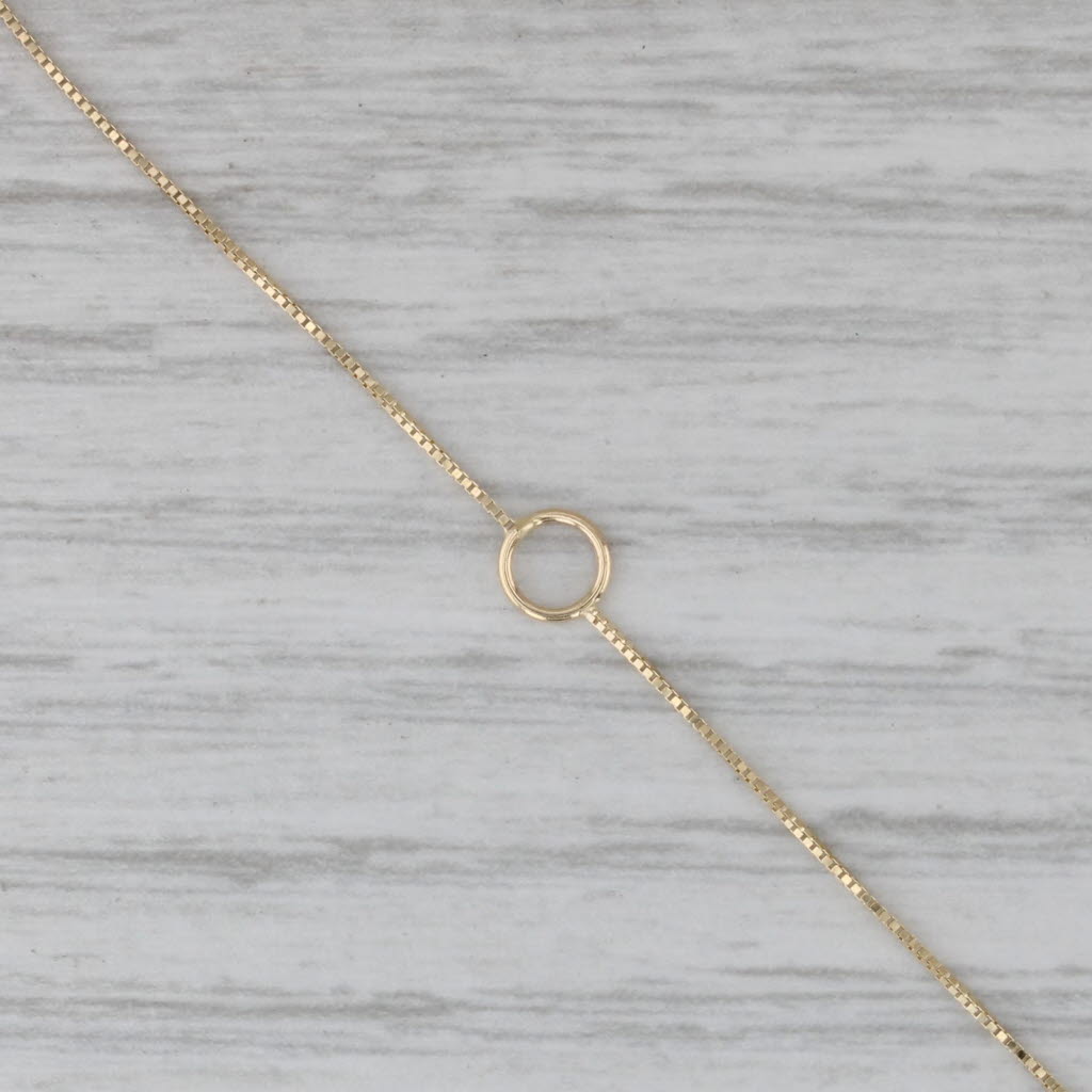 Gray New Bar & Circle Necklace 14k Yellow Gold 16" 18" Box Chain