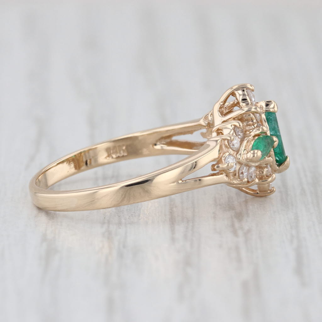 0.70ctw Marquise Emerald Diamond Halo Ring 14k Yellow Gold Size 8