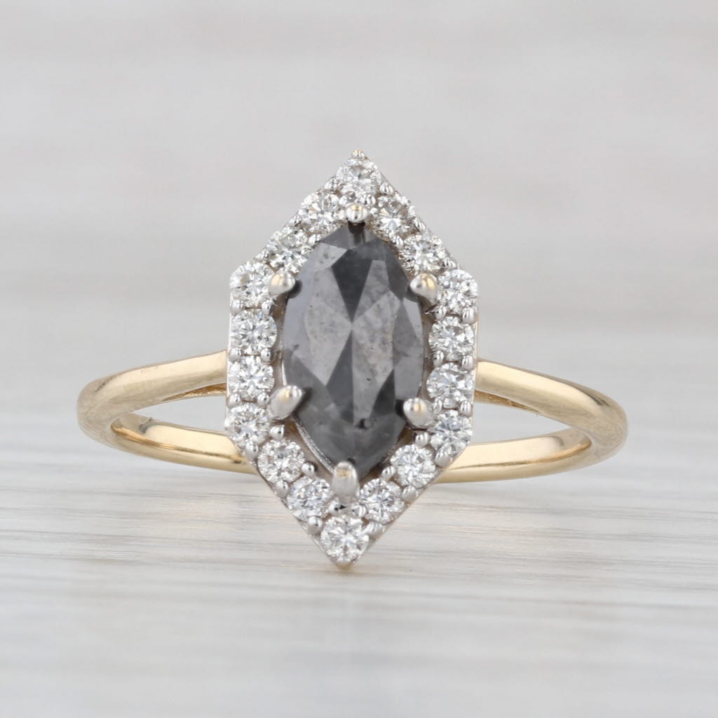 1.26ctw Galaxy Diamond Halo Ring 14k Yellow Gold Size 9.75 Engagement