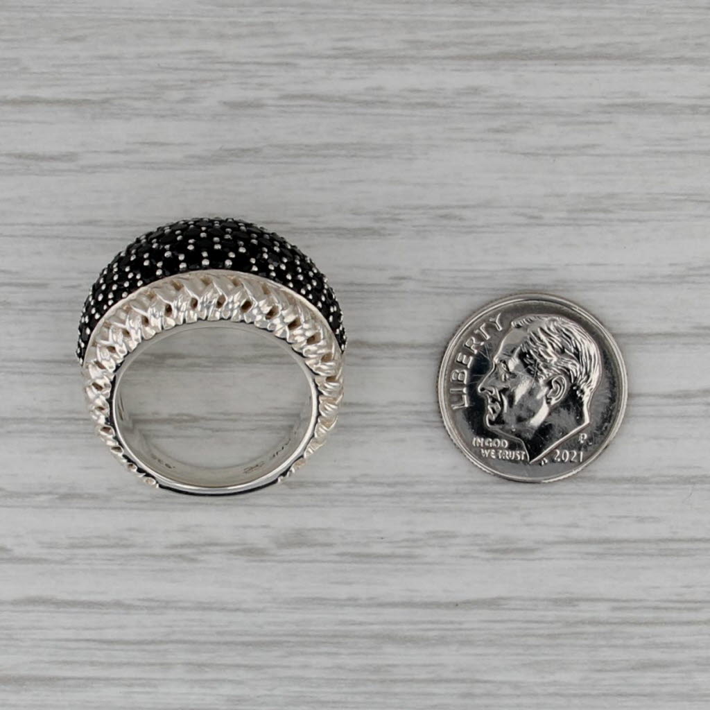 Slane & Slane Basketweave 2.40ctw Black Sapphire Ring Sterling Silver Cocktail