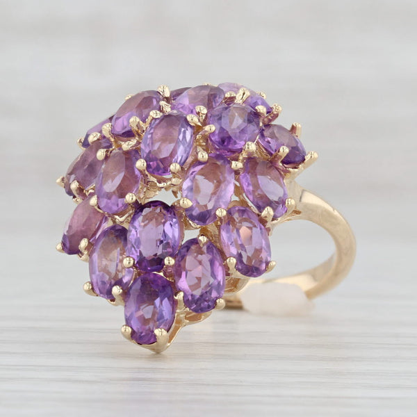 Light Gray 8ctw Amethyst Cluster Ring 14k Yellow Gold Size 7.25 Cocktail